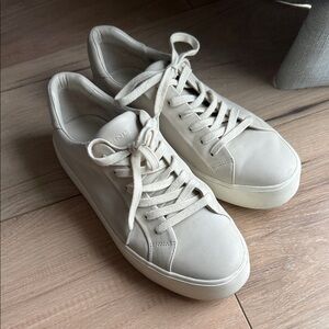 Vince light grey Leather Lace-Up Sneakers